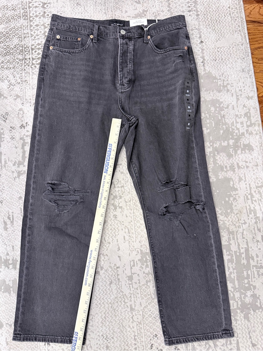Lucky Brand Distressed Black Straight-Leg Jeans